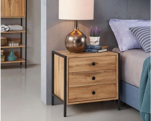 Zahra Nightstand with 3 Drawers-Oak