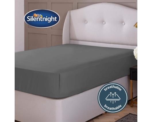 Double - Silentnight Pure Cotton Extra Deep Fitted Sheet - Charcoal