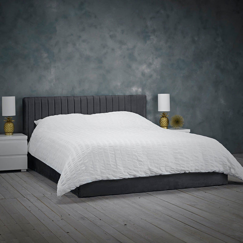 Berlin Double Bed - Silver Velvet