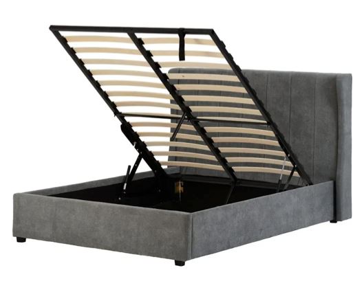 Arctic King Size Storage Bed - Dark Grey Fabric