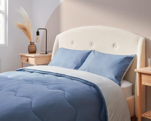 Superking - Silentnight Summer Breeze Seersucker Coverless Duvet 2.5 Tog Blue/Light Grey