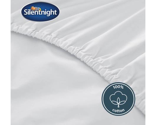 Double - Silentnight Pure Cotton Extra Deep Fitted Sheet � White