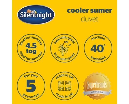 Double - Silentnight Cooler Summer Duvet - 4.5 Tog