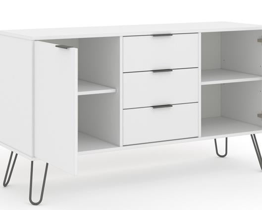 Augusta White Medium Sideboard with 2 Doors, 3 Drawers