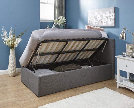 Serena Small Double Side Lift Ottoman Bed-Grey