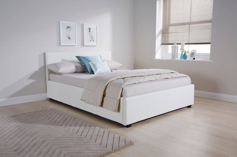 Serena Double Side Lift Ottoman Bed-White