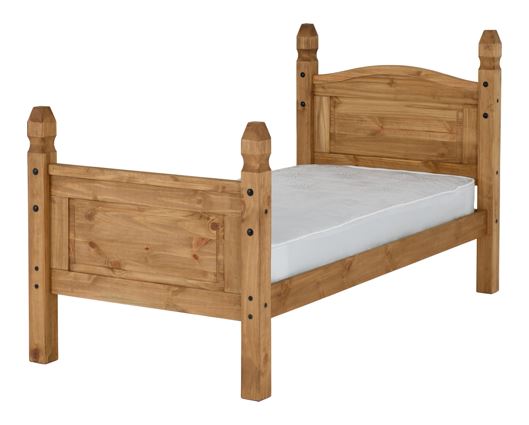 Corona Single Bed High Foot End - Distressed Waxed Pine