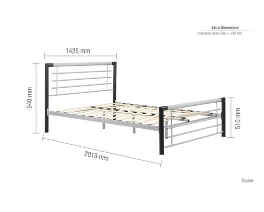 Faro Double Bed - Black & Silver