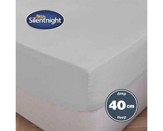 Single - Silentnight Pure Cotton Extra Deep Fitted Sheet � Silver