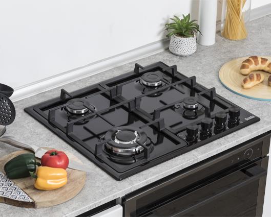 Creda C60GFCWBL Black 60cm Gas Hob With Wok Burner