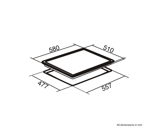 SIA R7 60cm 4 Burner Gas On Glass Hob With Cast Iron Pan Stands Black 