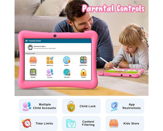 EagleSoar 10" inch Android 13 Tablet for Kids Pink