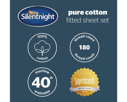 King - Silentnight Pure Cotton Fitted Sheet - Charcoal