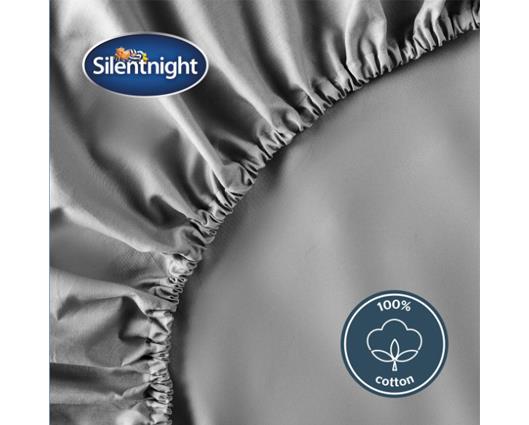 King - Silentnight Pure Cotton Fitted Sheet - Charcoal