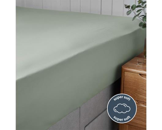 Double - Silentnight Supersoft Sage Fitted Sheet