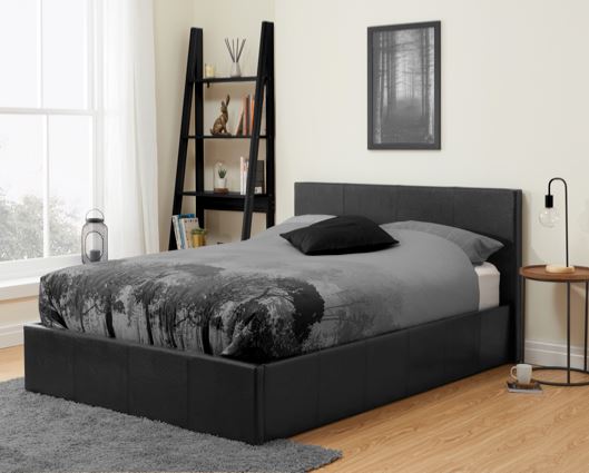 Barney King Size Ottoman Bed -Black