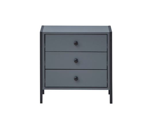 Zulu Nightstand with 3 Drawers-Dark Grey