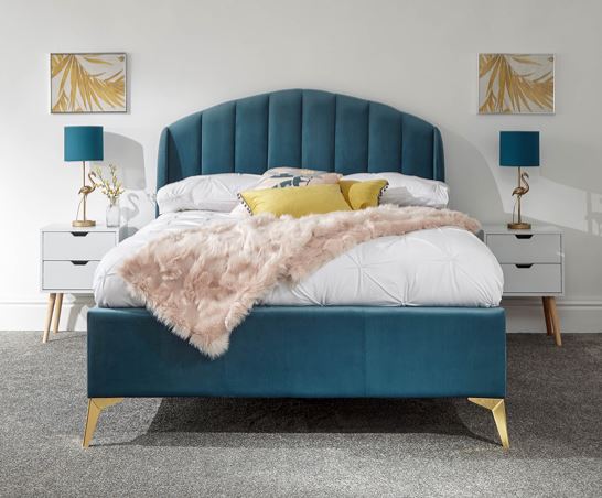 Pettine End Lift Ottoman King Bed - Teal