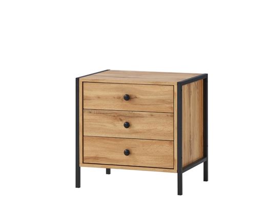 Zahra Nightstand with 3 Drawers-Oak