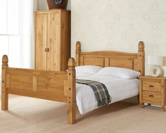 Corona Single Bed High Foot End - Distressed Waxed Pine