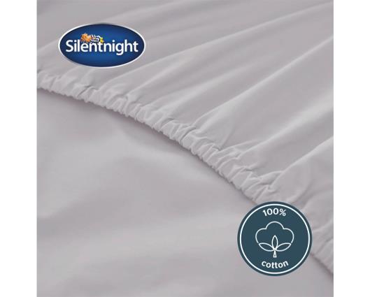 Single - Silentnight Pure Cotton Extra Deep Fitted Sheet � Silver