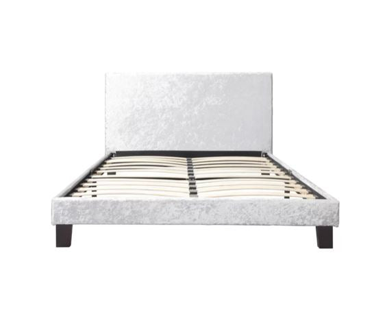 Berlin Single Bed - Steel Crushed Velvet