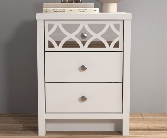 Arlo 3 Drawer Bedside Table- White