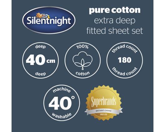 Single - Silentnight Pure Cotton Extra Deep Fitted Sheet � Cream