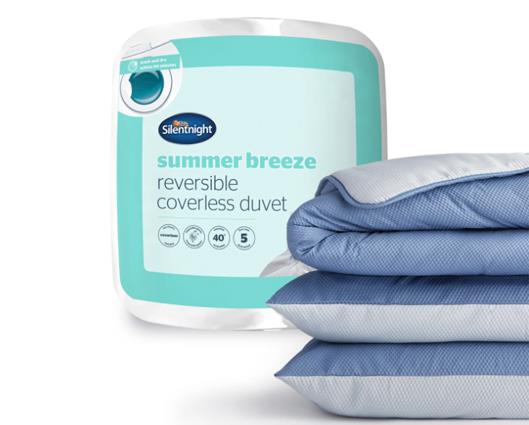 Double - Silentnight Summer Breeze Seersucker Coverless Duvet 2.5 Tog Blue/Light Grey