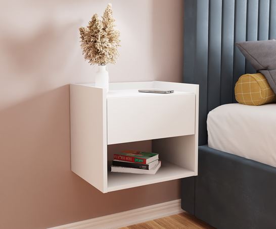 Harmony Wall Mounted Bedside Tables (Pair)- White