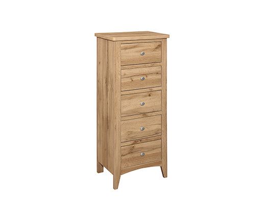 Hounslow 5 Drawer Tall Chest- Oak