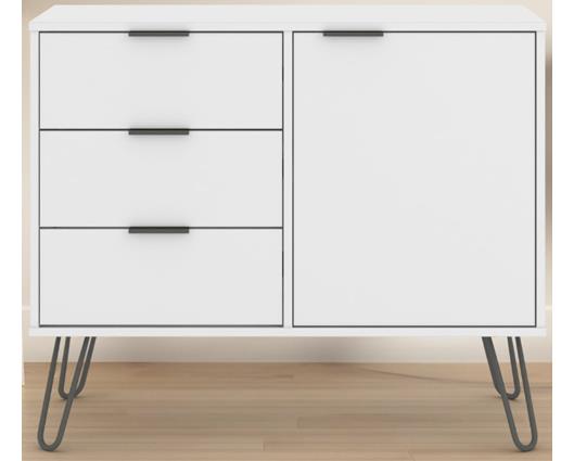 Augusta White Small Sideboard With 1 Door, 3 Drawers