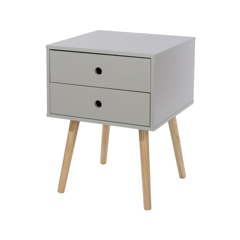 Scandia 2 Drawer Bedside Cabinet-Light Grey