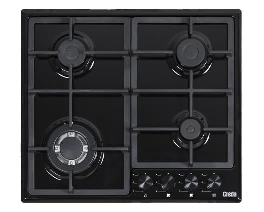 Creda C60GFCWBL Black 60cm Gas Hob With Wok Burner