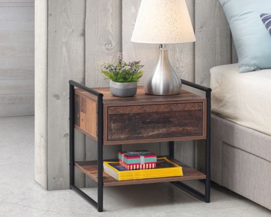 Burr Nightstand with 1 Drawer