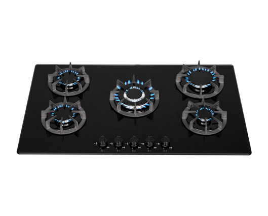 SIA BGH90BL 90cm 5 Burner Gas On Glass Hob Black 