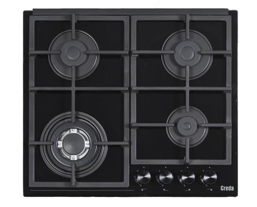 Creda C60GFCWG Black 60cm Gas on Glass Hob