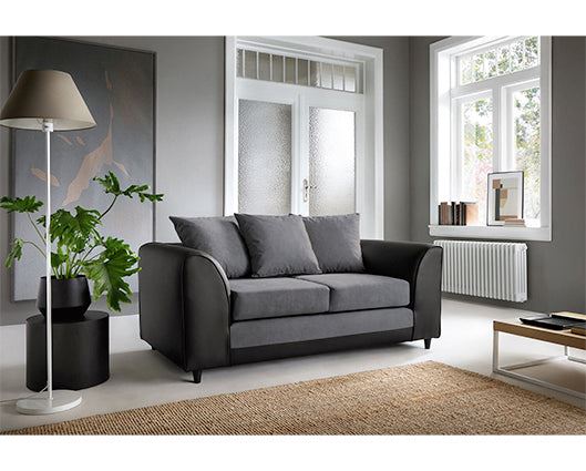 Dylan 2 Seater Sofa- Black & Charcoal