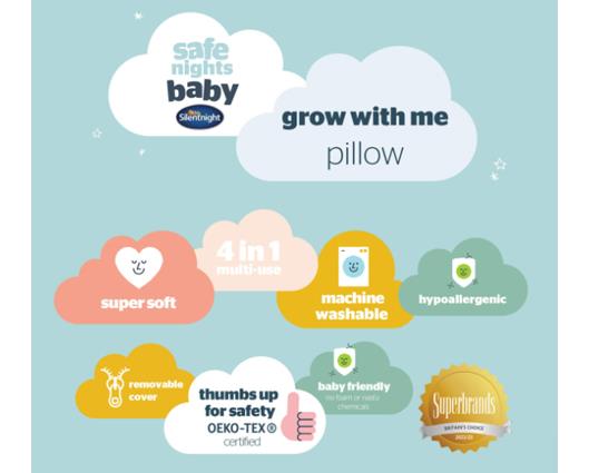 Silentnight Grow With Me Pillow - Grey Stars