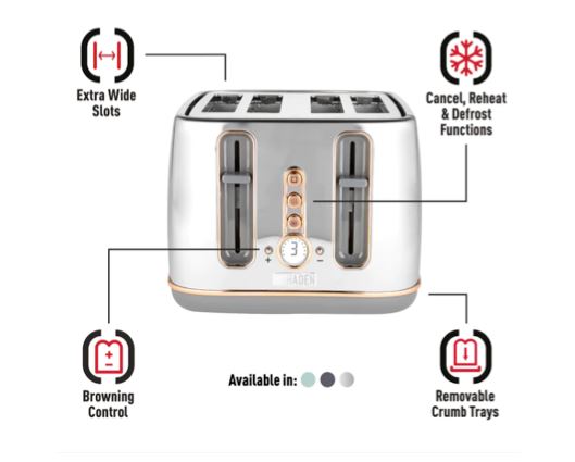 Haden Dorchester 4 Slice Toaster Chrome and Rose Gold