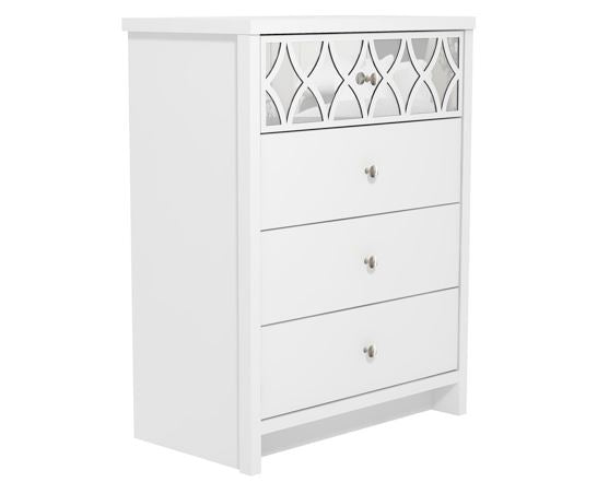 Arlo 4 Drawer Chest with Mirror- White