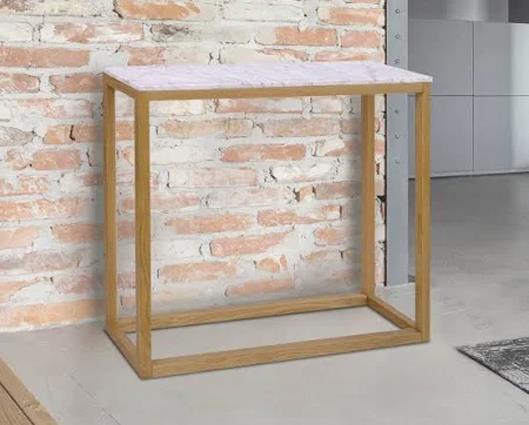 Harlow Console Table Oak-White Marble Top