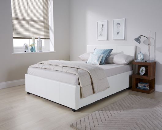 Serena Double Side Lift Ottoman Bed-White