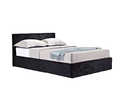 Berlin Small Double Ottoman Bed - Black Crushed Velvet