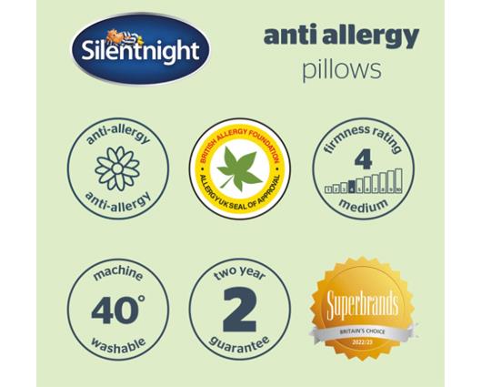 Silentnight Premium Overlocked Anti-Allergy Pillow Pair