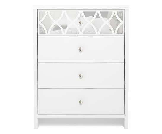 Arlo 4 Drawer Chest with Mirror- White