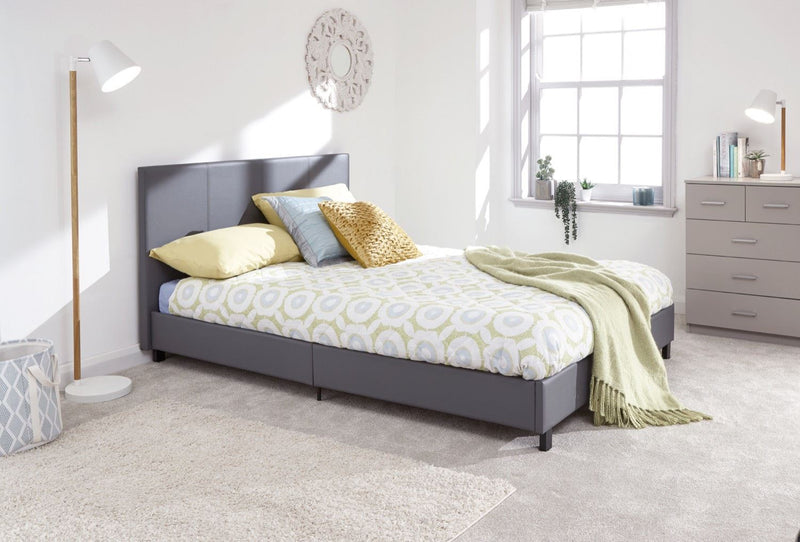 Simple Small Double Bed in a Box-Grey