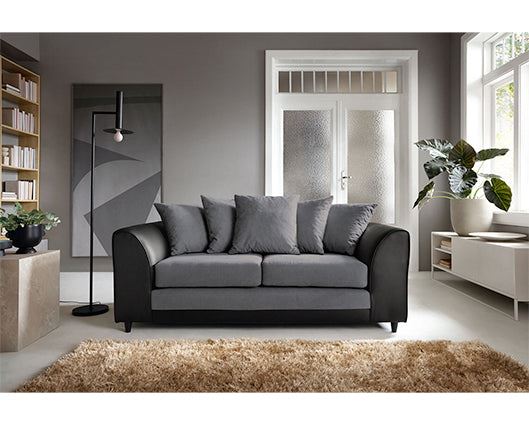 Dylan 3 Seater Sofa - Black & Charcoal