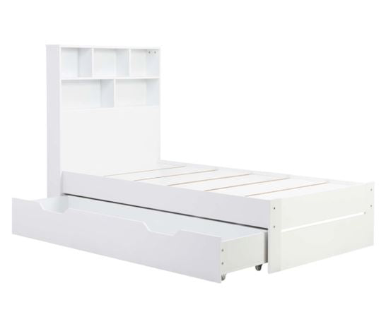 Alfie Single Storage & Shelving Bed - White