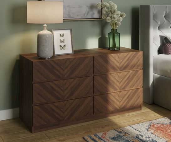 Catania 3+3 Drawer Chest- Royal Walnut